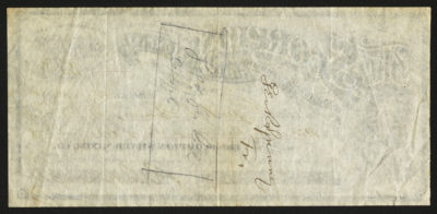 Backside shows legal language, signatures, and stamps with space for dates and amounts