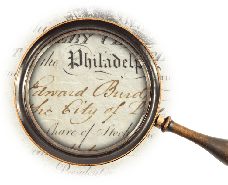 Magnifying glass over the name Edward Burd